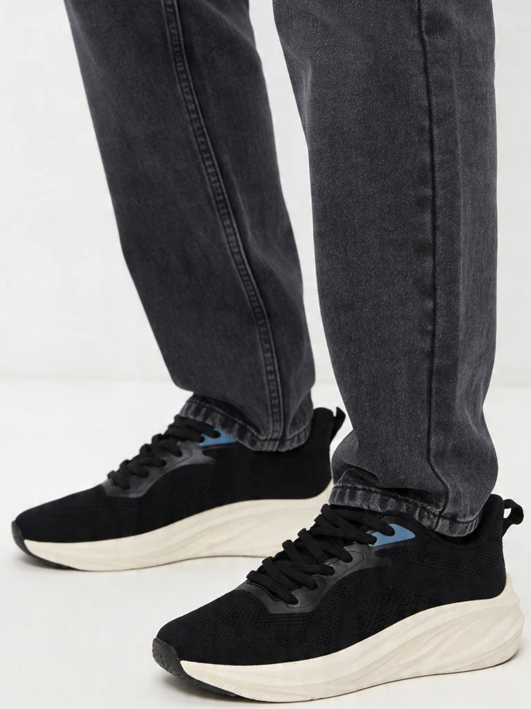 SOLEPLAY Black Knit-Textured Sneakers