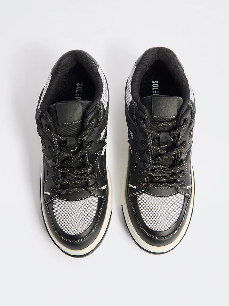 SOLEPLAY Black Mesh-Detailed Lace-Up Sneakers - Image 2