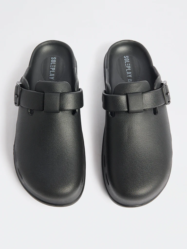 SOLEPLAY Black Perforated Clog Sandals - Image 2