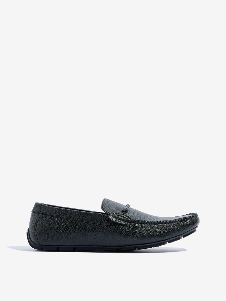SOLEPLAY Black Solid Leather Loafers - Image 2