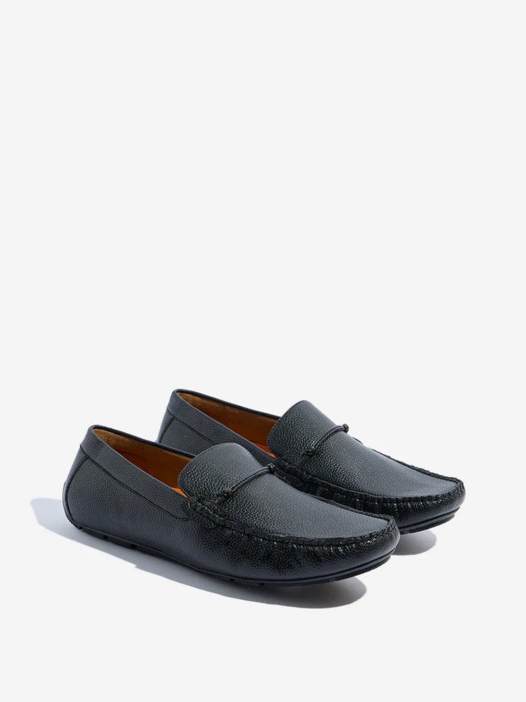 SOLEPLAY Black Solid Leather Loafers - Image 3