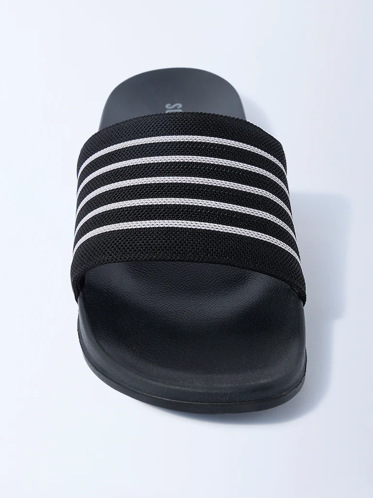 SOLEPLAY Black Stripe Detailed Pool Slides - Image 3