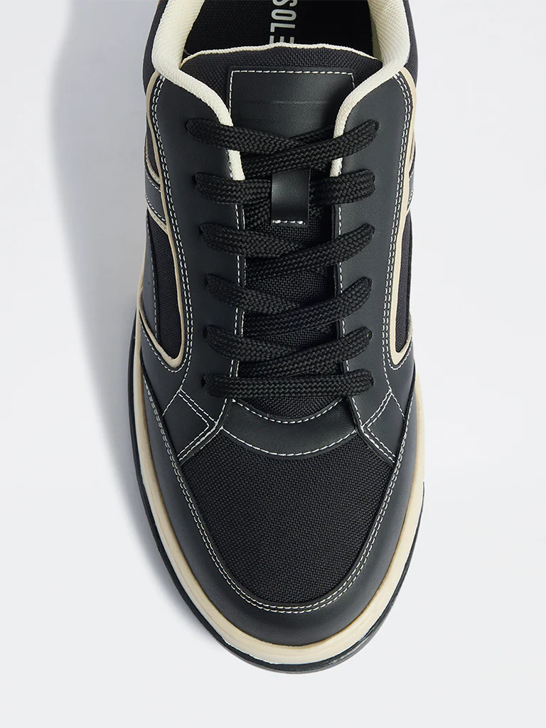 SOLEPLAY Black Textured Lace-Up Sneakers - Image 4