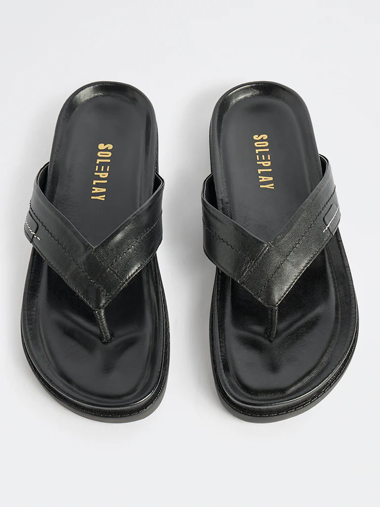 SOLEPLAY Black Thong-Strap Sandals - Image 2