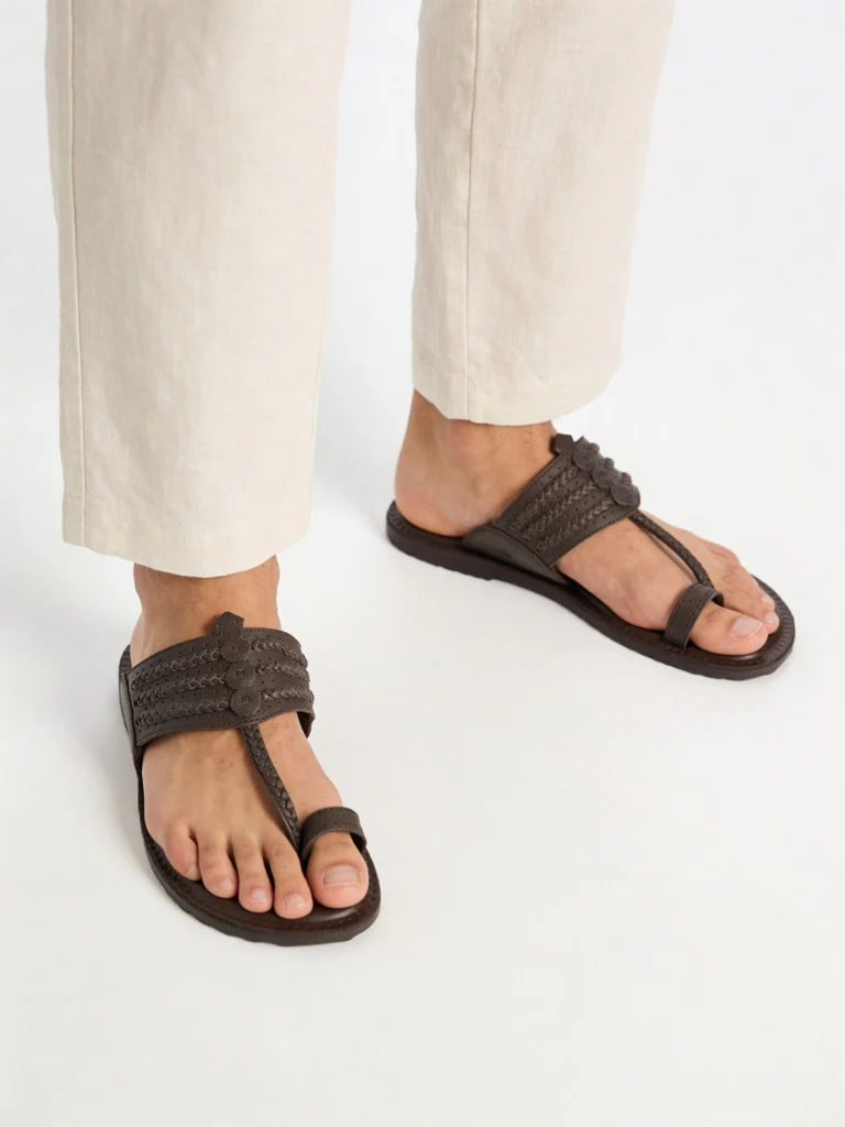 SOLEPLAY Brown Braided-Detailed Kolhapuri Sandals