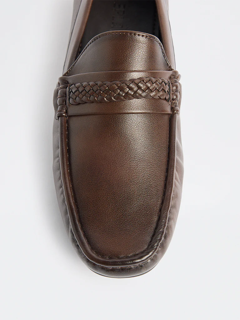 SOLEPLAY Brown Braided Penny Loafers - Image 4