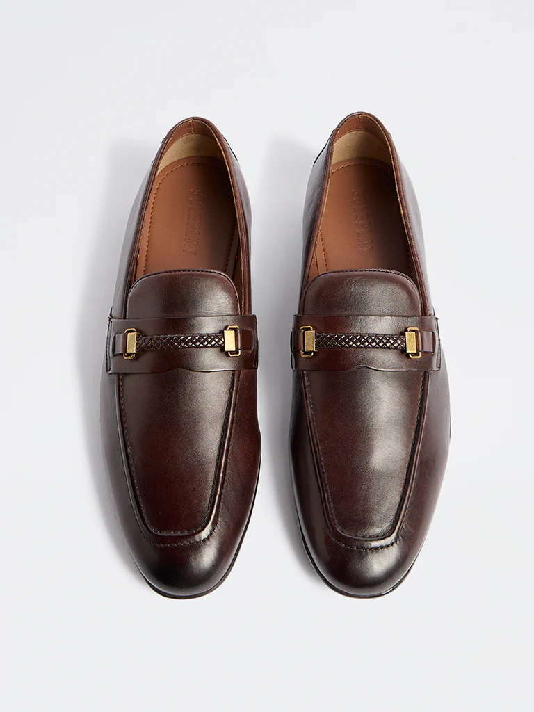 SOLEPLAY Brown Braided Penny Loafers - Image 2