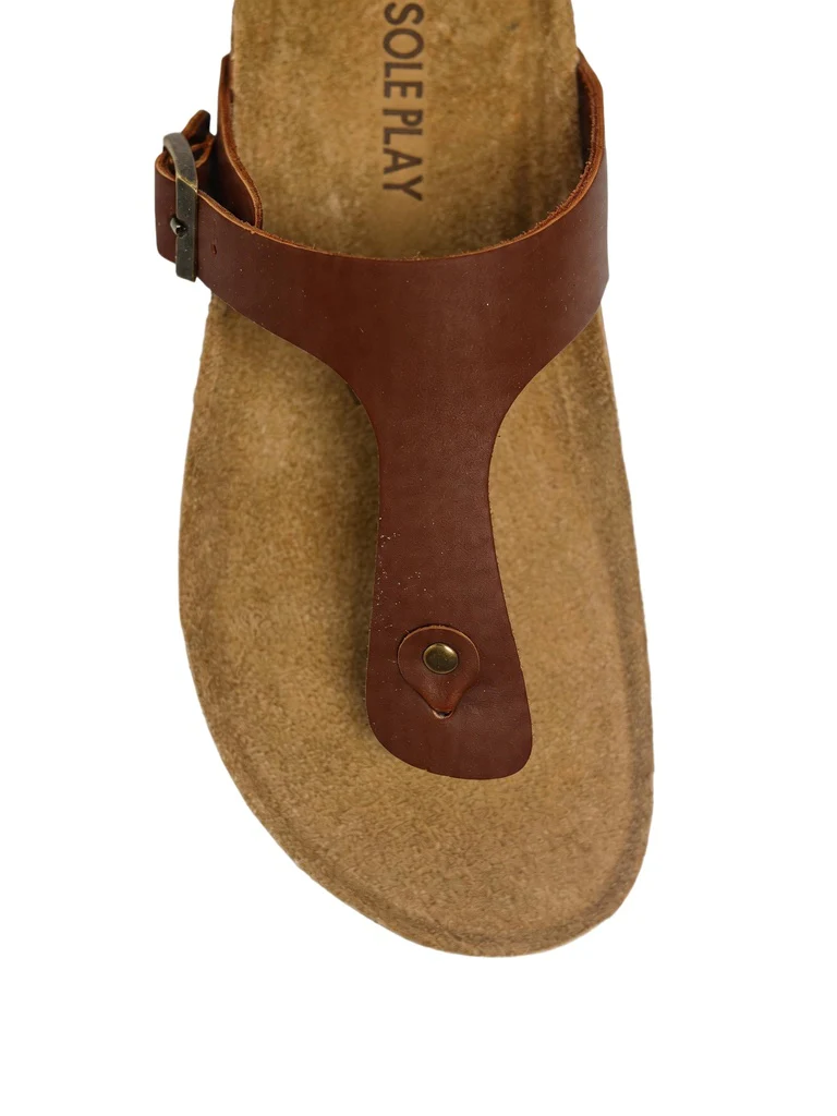 SOLEPLAY Brown Buckle-Detailed Thong Strap Sandals - Image 4