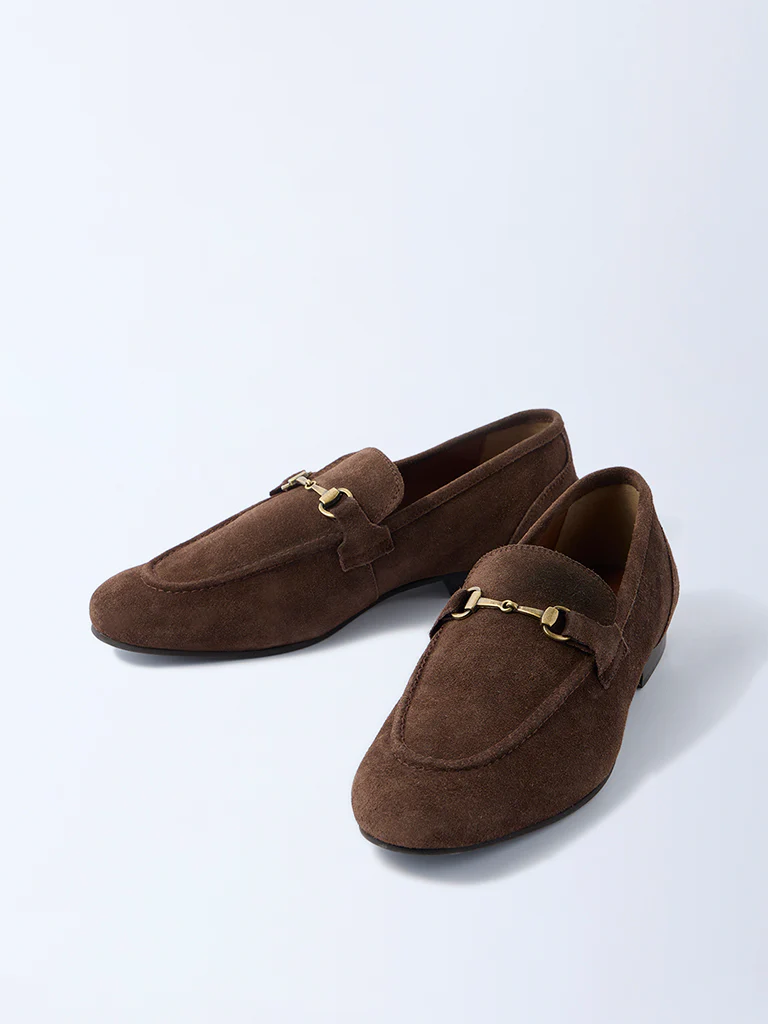 SOLEPLAY Brown Hardware-Detailed Suede Loafers - Image 2