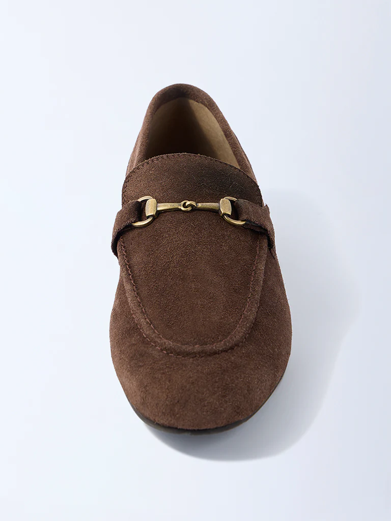 SOLEPLAY Brown Hardware-Detailed Suede Loafers - Image 3