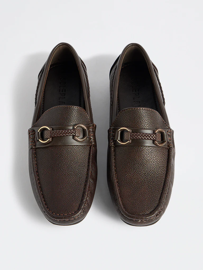 SOLEPLAY Brown Textured Loafers - Image 3