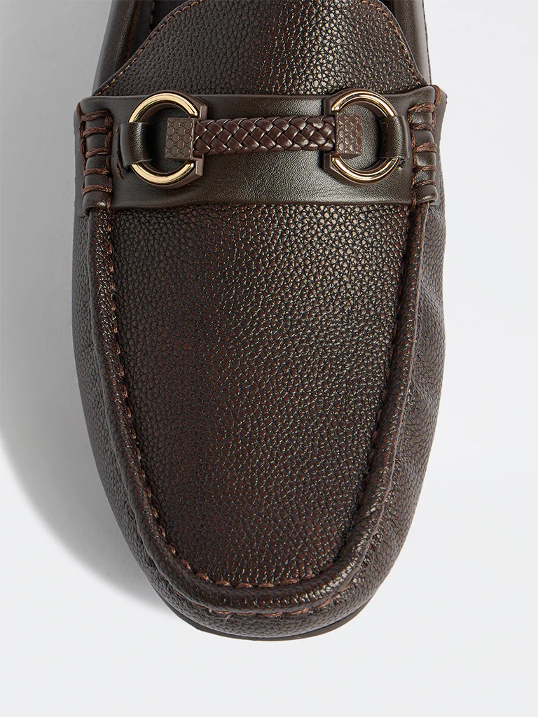 SOLEPLAY Brown Textured Loafers - Image 4