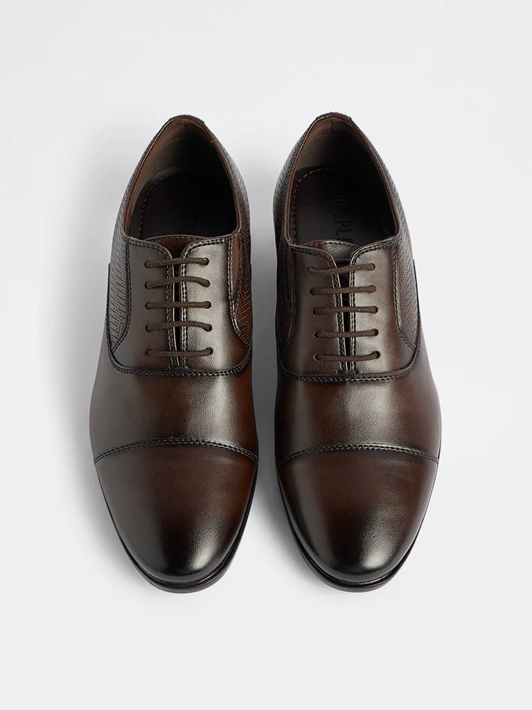 SOLEPLAY Brown Textured Oxford Shoes - Image 3