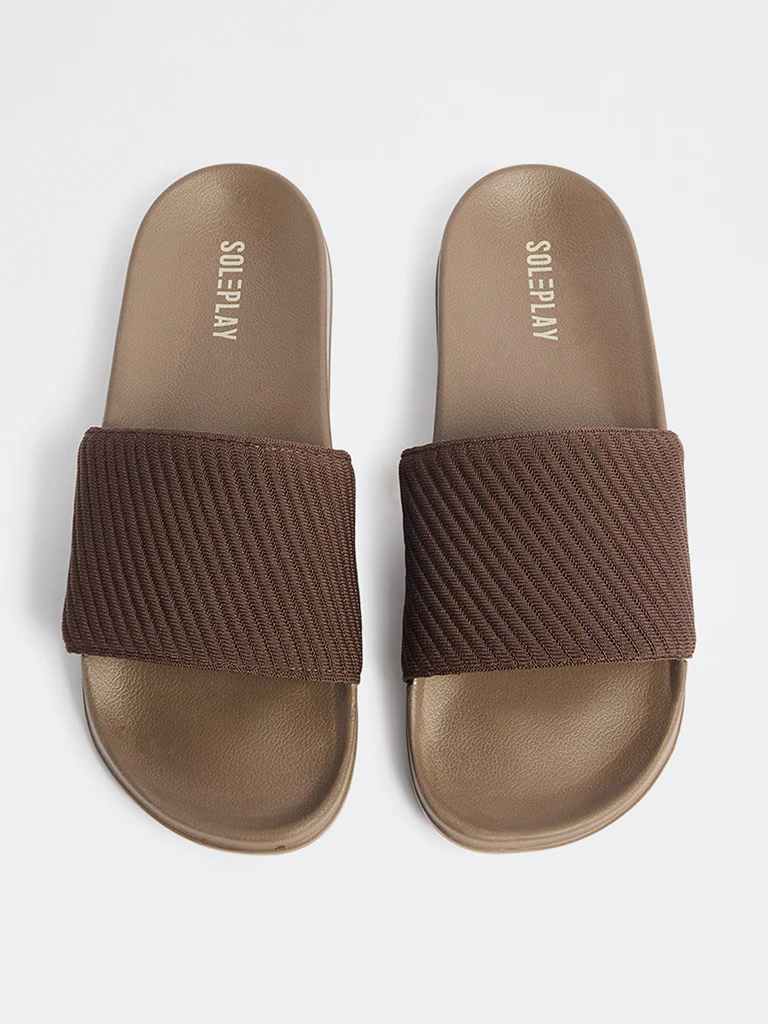 SOLEPLAY Brown Textured Pool Slides - Image 2