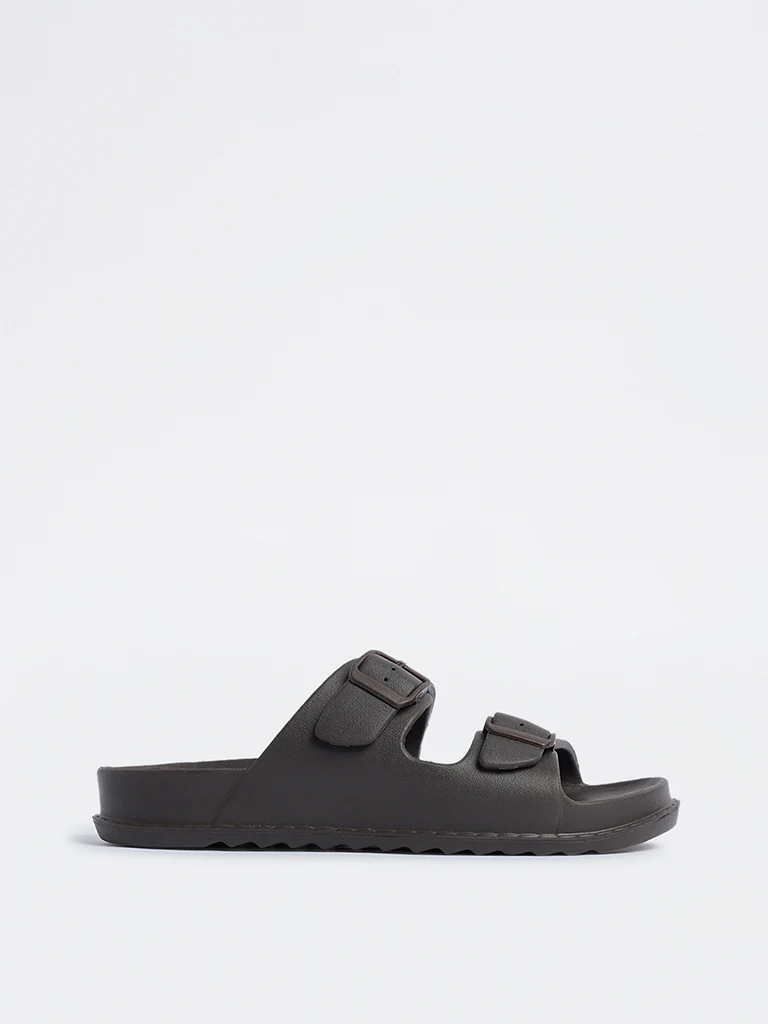 SOLEPLAY Dark Brown Buckle-Detailed Slip-On Sandals - Image 2