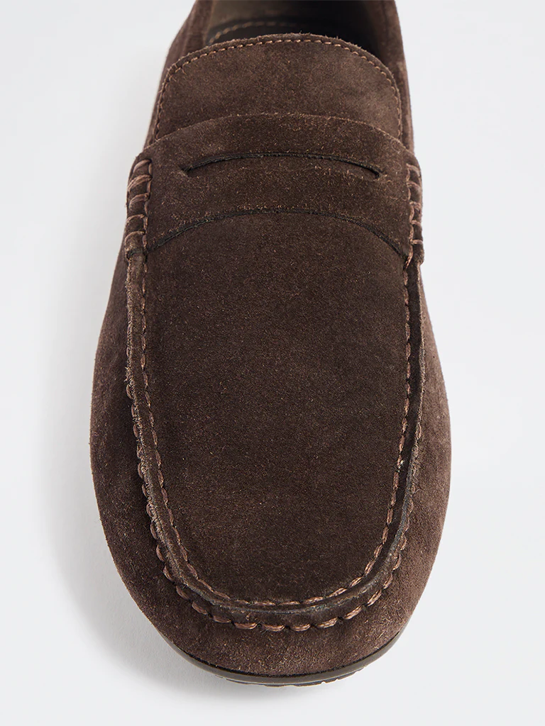 SOLEPLAY Dark Brown Penny Suede Loafers - Image 3