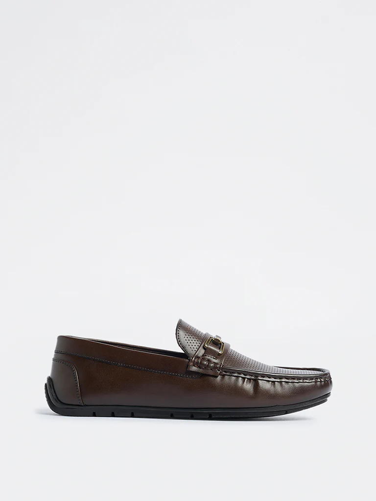 SOLEPLAY Dark Brown Perforated Penny Loafers - Image 2