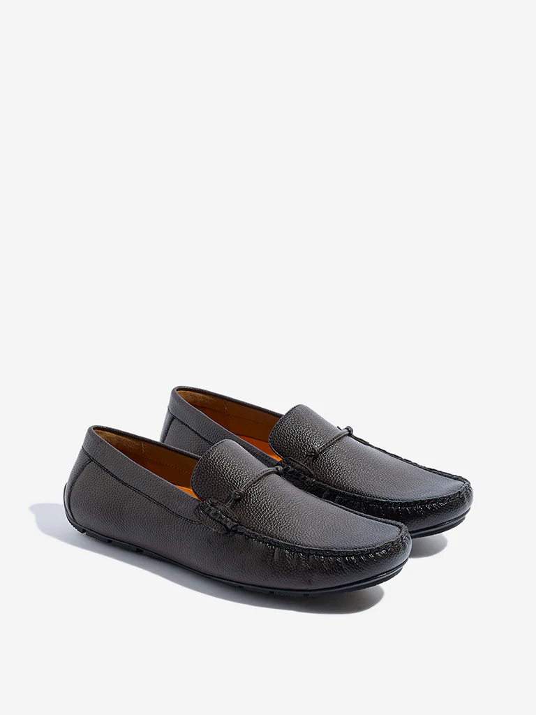 SOLEPLAY Dark Brown Solid Leather Loafers - Image 3