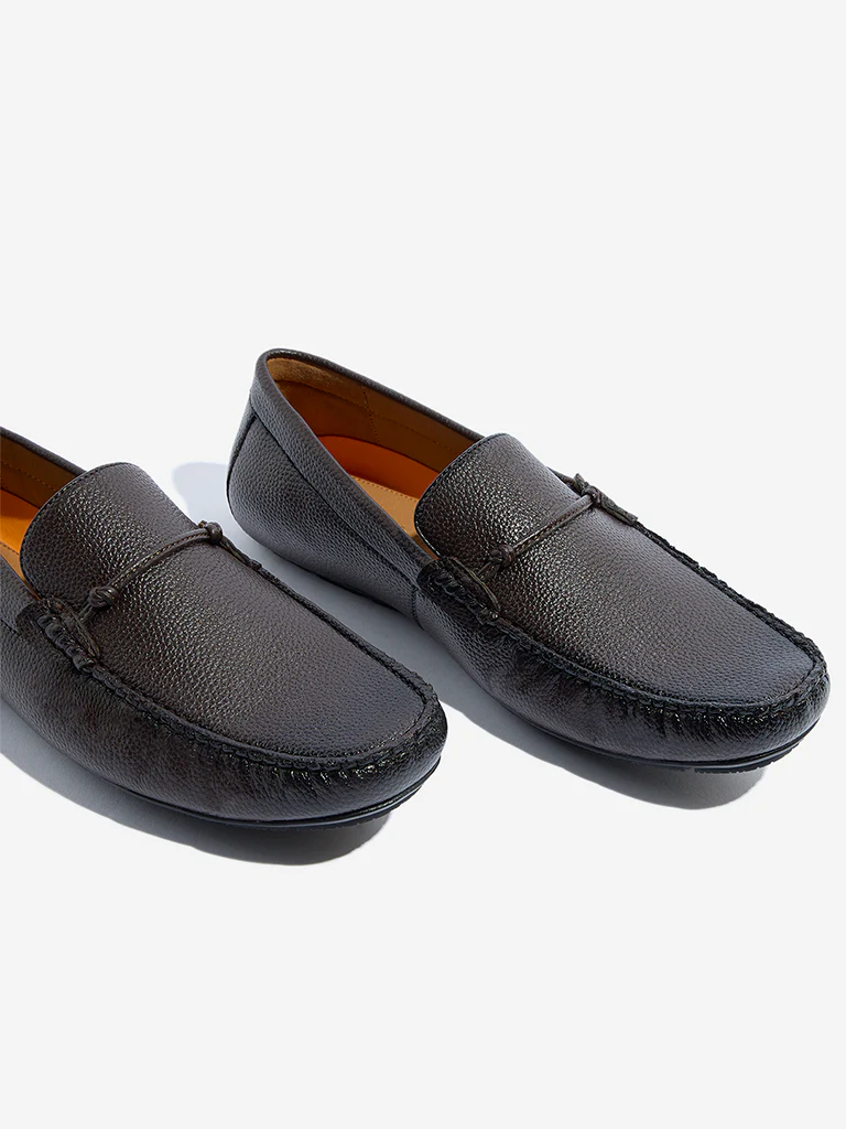 SOLEPLAY Dark Brown Solid Leather Loafers - Image 4