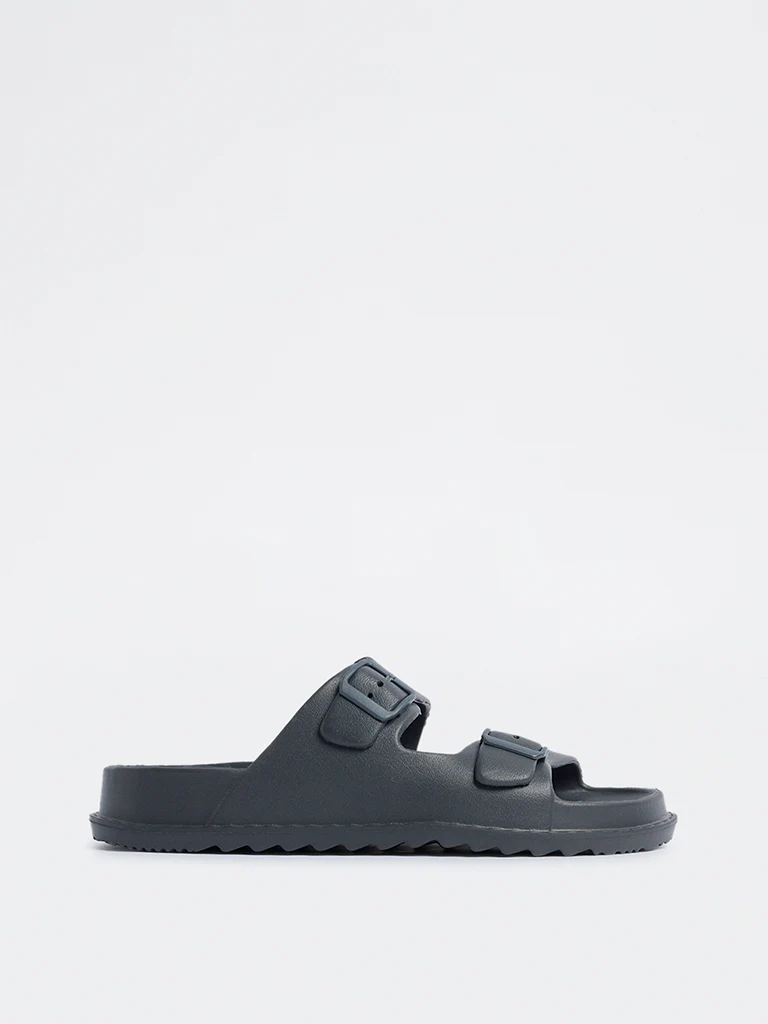 SOLEPLAY Grey Buckle-Detailed Slides - Image 2