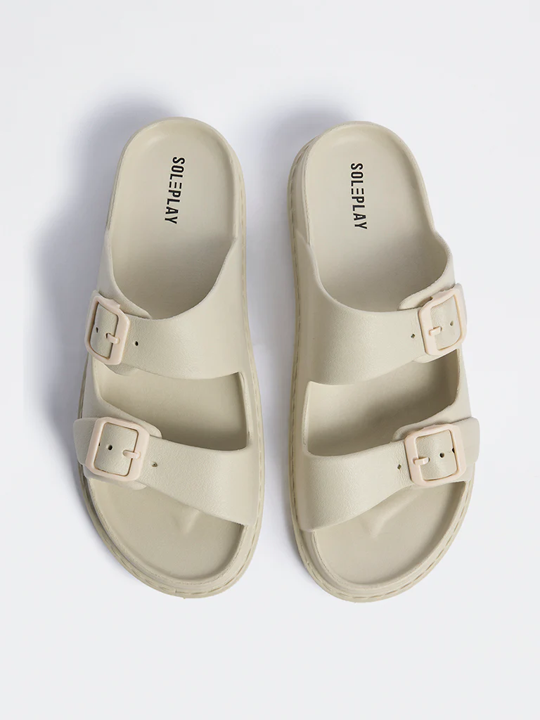 SOLEPLAY Ivory Buckle-Detailed Slides - Image 3