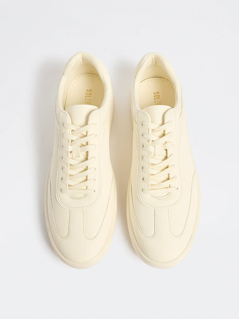 SOLEPLAY Ivory Perforated Lace-Up Sneakers - Image 3