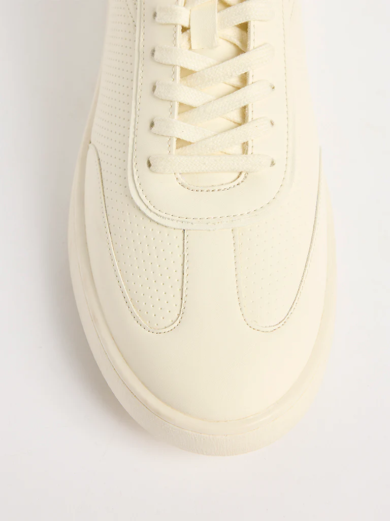 SOLEPLAY Ivory Perforated Lace-Up Sneakers - Image 4