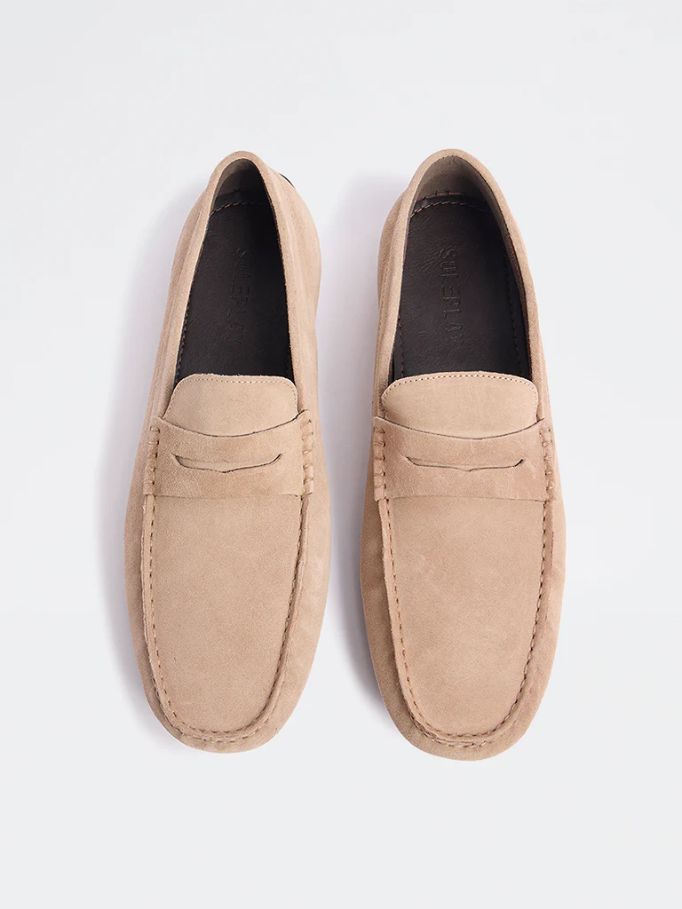 SOLEPLAY Light Beige Penny Suede Loafers - Image 2