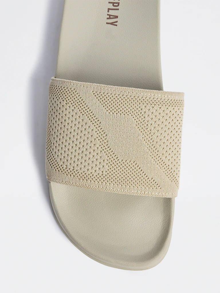 SOLEPLAY Light Taupe Textured Pool Slides - Image 3