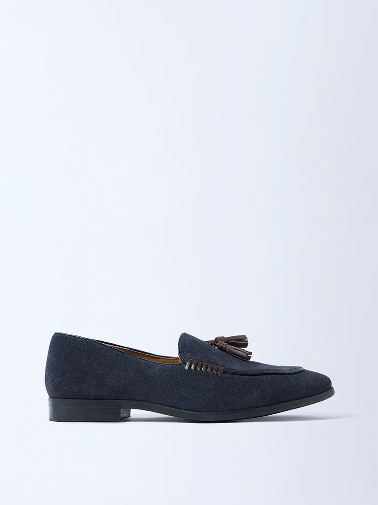SOLEPLAY Navy Tassel Detailed Suede Leather Loafers - Image 2