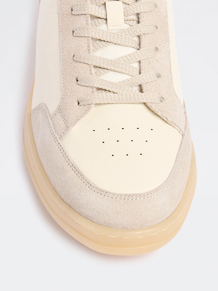 SOLEPLAY Off-White Mesh Detailed Lace-Up Sneakers - Image 3