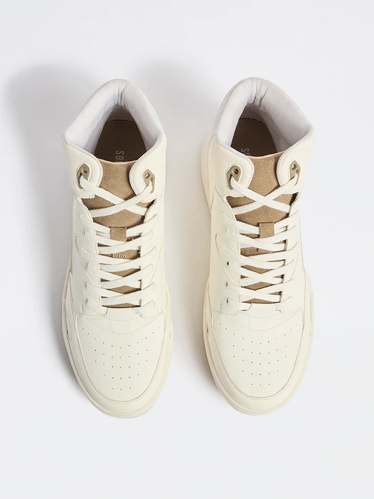 SOLEPLAY Off-White Perforated Hi-Top Sneakers - Image 2