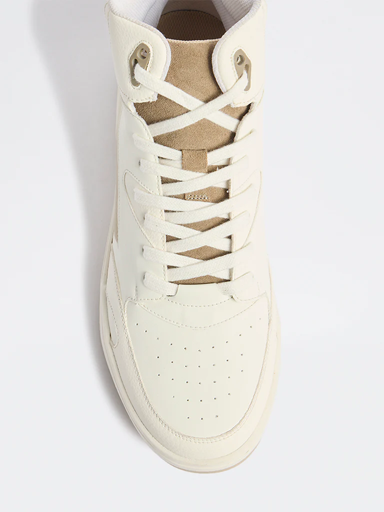 SOLEPLAY Off-White Perforated Hi-Top Sneakers - Image 3