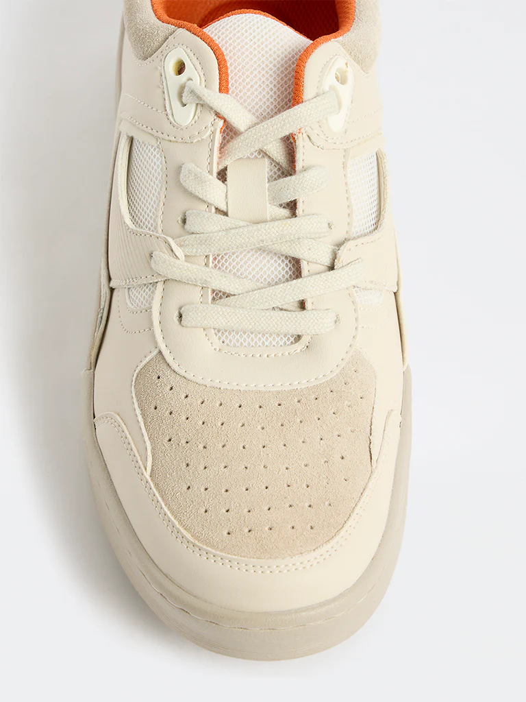 SOLEPLAY Off-White Perforated Lace-Up Sneakers - Image 4