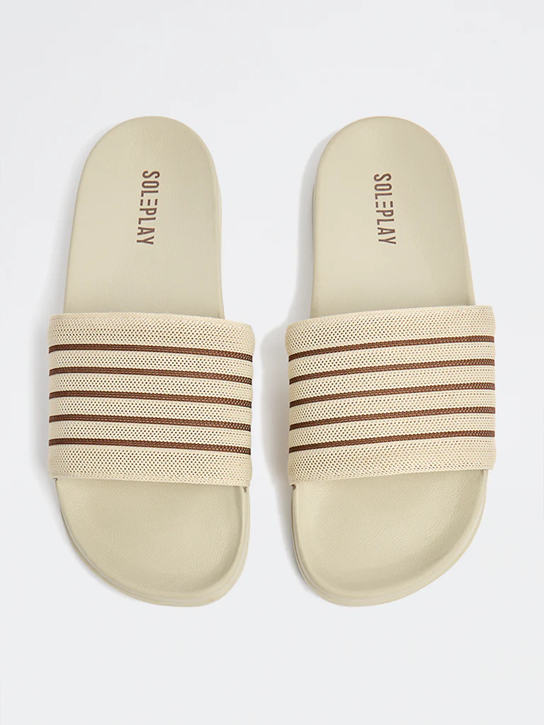 SOLEPLAY Off-White Striped Pool Slides - Image 2