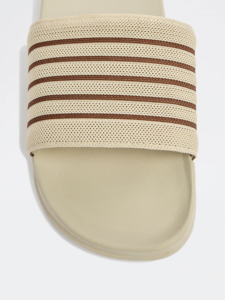 SOLEPLAY Off-White Striped Pool Slides - Image 3