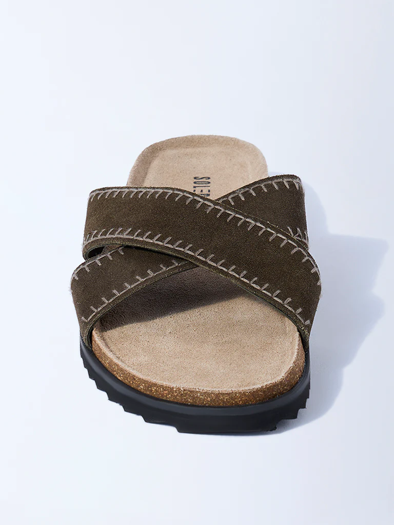 SOLEPLAY Olive Criss-Cross Strap Leather Sandals - Image 3