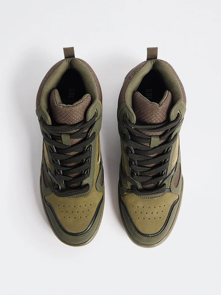 SOLEPLAY Olive Peforated High-Top Sneakers - Image 2