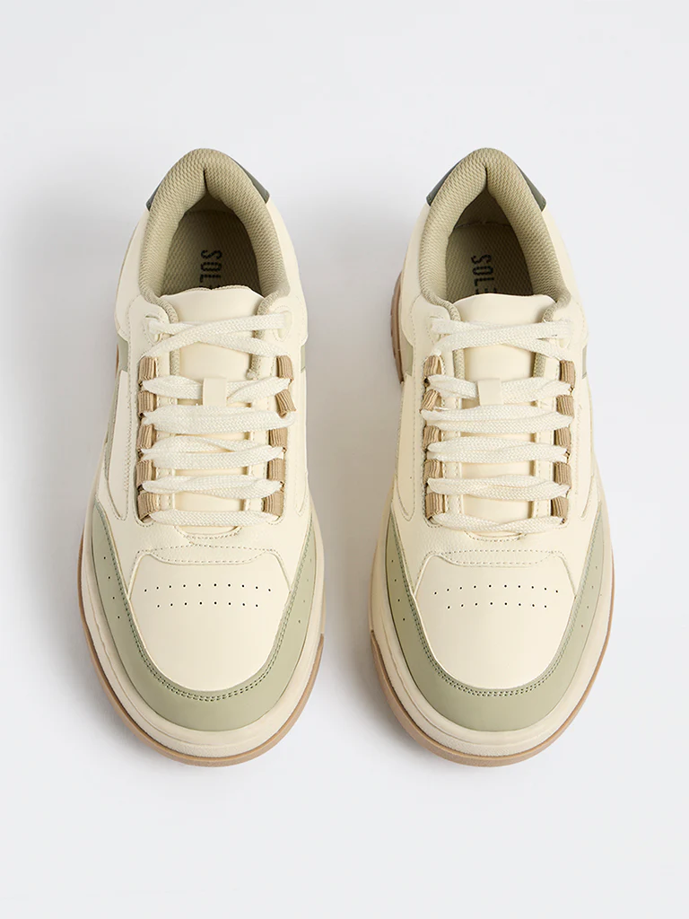 SOLEPLAY Sage Green Perforated Lace-Up Sneakers - Image 3