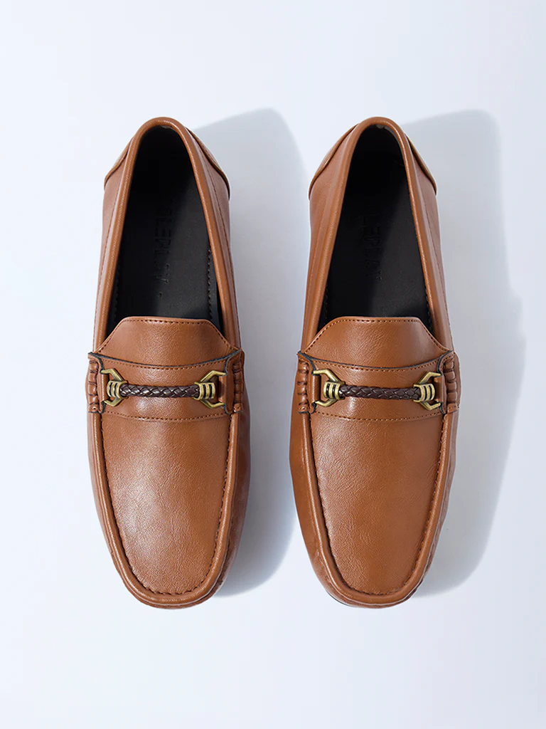 SOLEPLAY Tan Braid-Detailed Loafers - Image 2