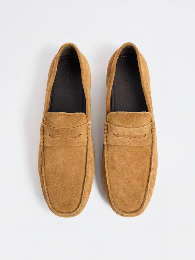 SOLEPLAY Tan Penny Suede Loafers - Image 2