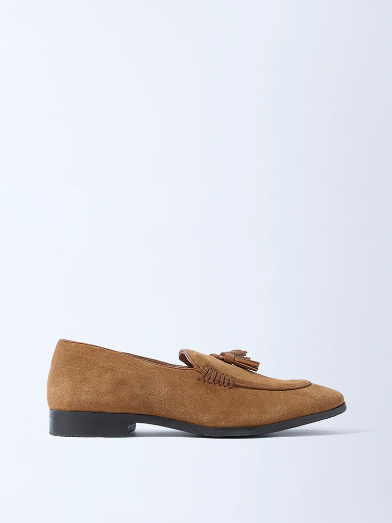 SOLEPLAY Tan Tassel Detailed Suede Leather Loafers - Image 2