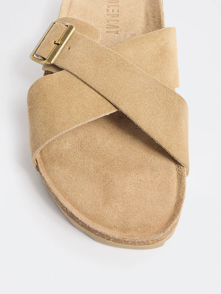 SOLEPLAY Taupe Criss-Cross Suede Sandals - Image 2