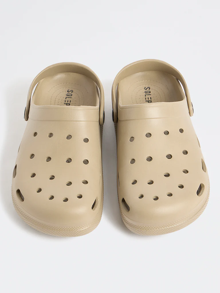 SOLEPLAY Taupe Perforated Clogs - Image 3