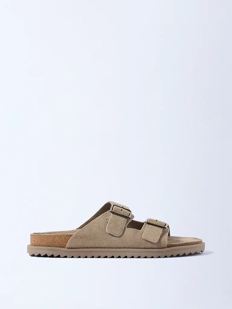 SOLEPLAY Taupe Slip-On Suede Sandals - Image 2