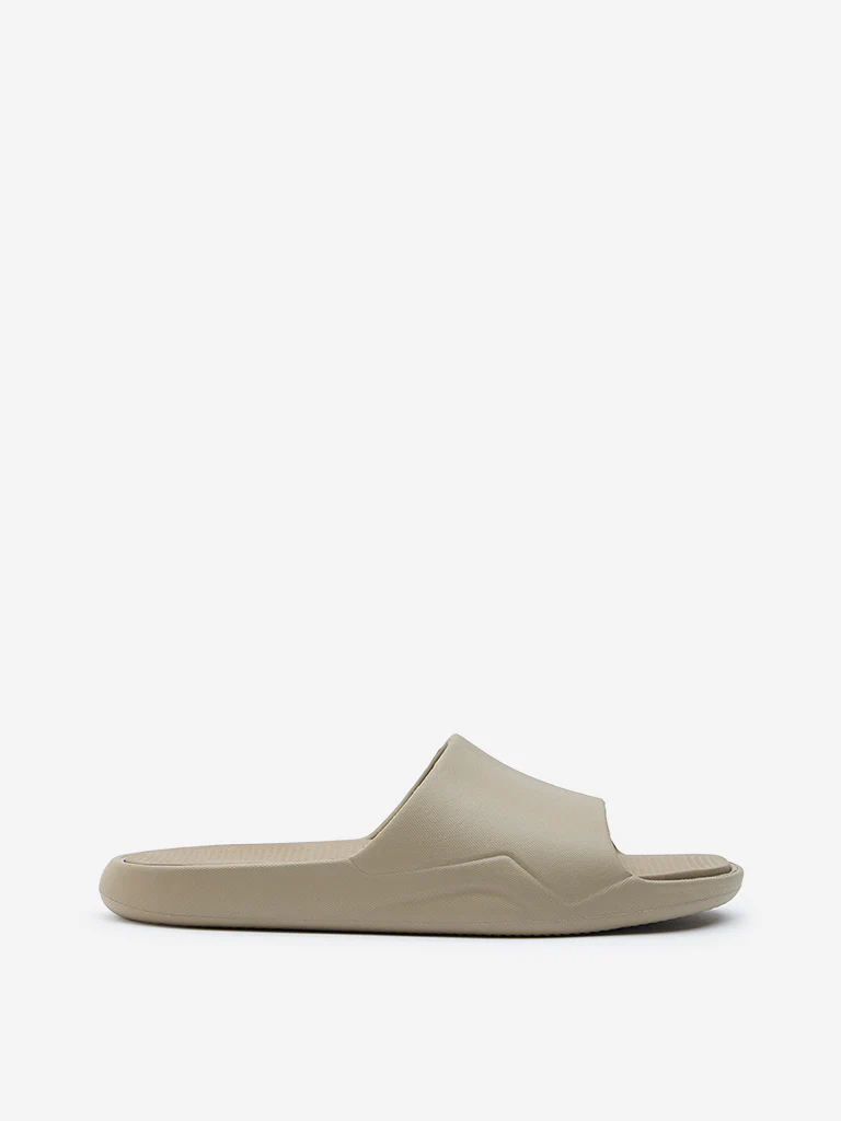 SOLEPLAY Taupe Solid Pool Slides - Image 3