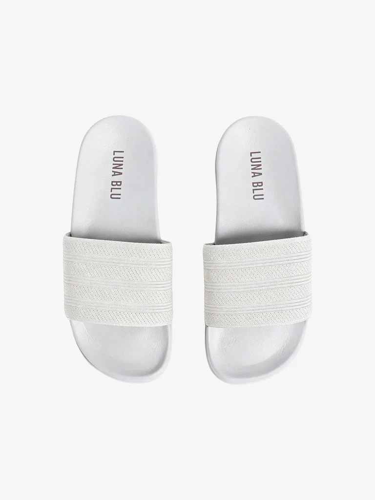 SOLEPLAY Unbleached Knit-Textured Pool Slides - Image 2