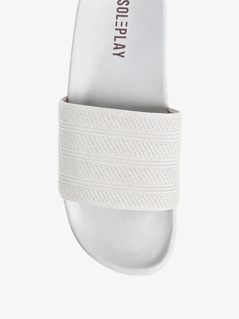 SOLEPLAY Unbleached Knit-Textured Pool Slides - Image 3