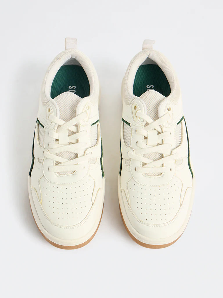 SOLEPLAY White Contrast-Detailed Lace-Up Sneakers - Image 3