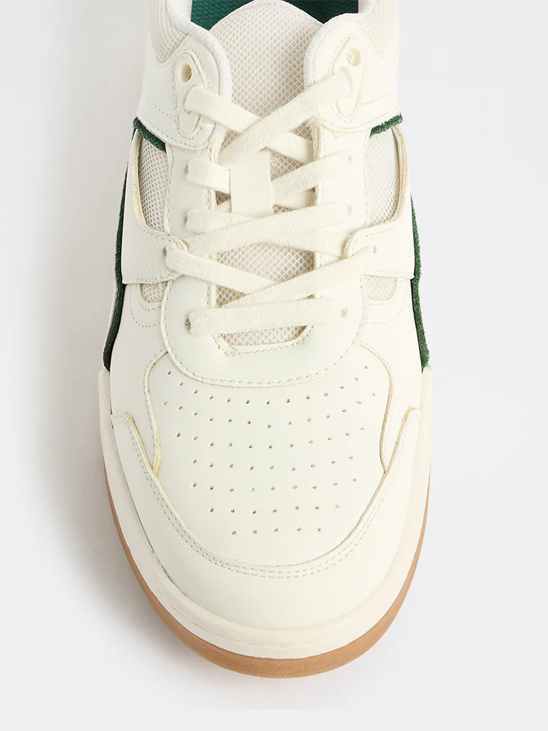 SOLEPLAY White Contrast-Detailed Lace-Up Sneakers - Image 4